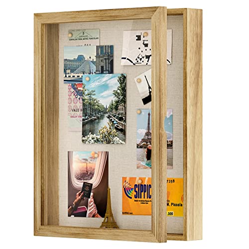 Shadow Box Display Case Picture Frame with Linen Back Wood Carbonized