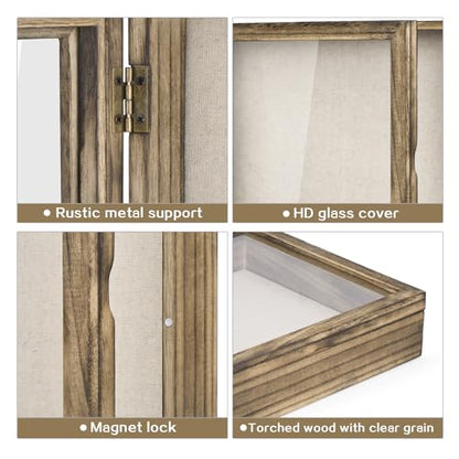 Shadow Box Display Case Picture Frame with Linen Back Wood Carbonized