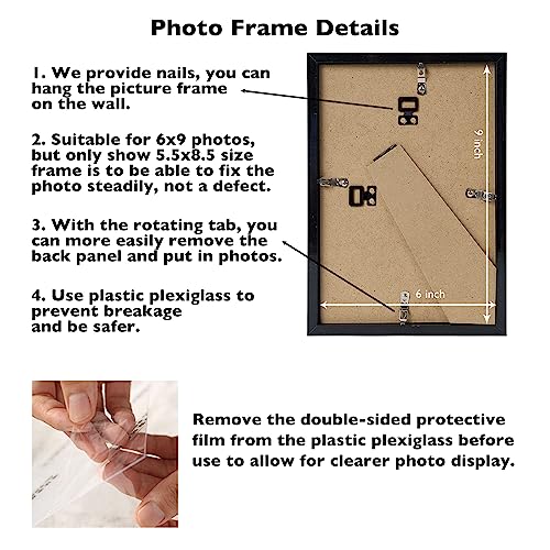 Picture Frame for Certificate Poster and Photo, Horizontal and Vertical Formats for Wall Hanging or Tabletop, Shatter Resistant Plexiglass