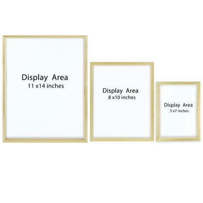 7 Pack Floating Frames for One 11x14, Two 8x10, and Four 5x7 Pictures. Aluminum Photos Frame for Wall Display