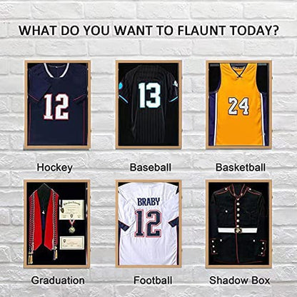 Jersey Display Frame Case - Large Lockable Frames Shadow Box with UV Protection for Baseball Basketball Football Soccer Hockey Sport Shirt Matte Finish