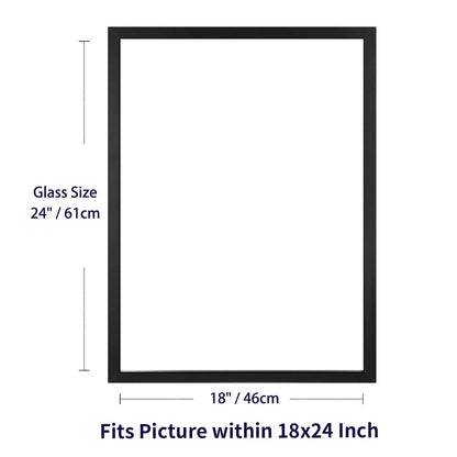 Floating Frame, Black Wood Double Glass Picture Display 11x14/16*20/18*24 Photos Plant or Petal Specimens for Wall Hanging - Mounting Kit Included