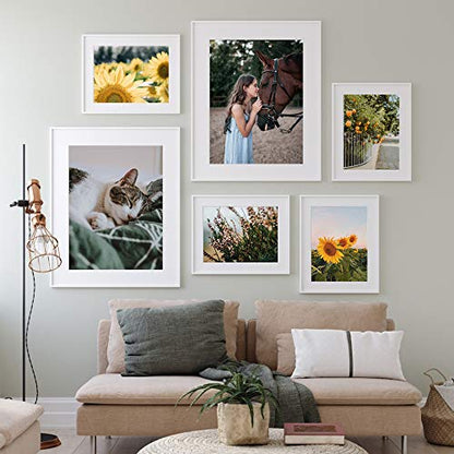 Picture Frame Set of 5, Display Pictures with Mat Without Mat, Wall Gallery Photo Frames