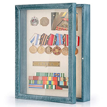 Shadow Box Display Case Picture Frame with Linen Back Wood Carbonized