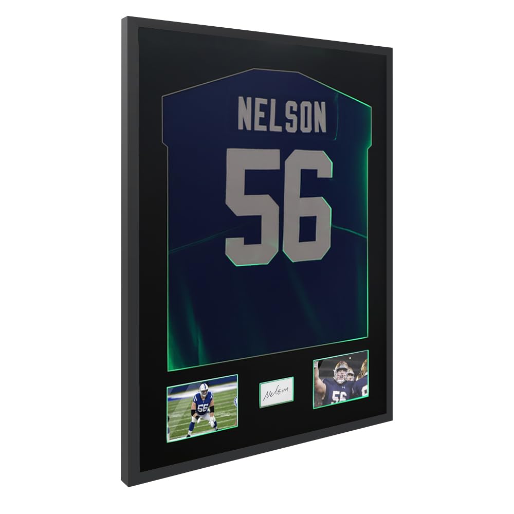 32"x24" Jersey Frame Display Case Wooden Wall Mounted Matt Black Shadow Box Displaying Two Idol's Photos and One Signature