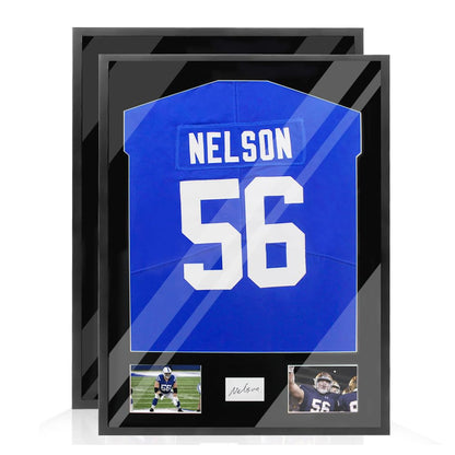 32"x24" Jersey Frame Display Case Wooden Wall Mounted Matt Black Shadow Box Displaying Two Idol's Photos and One Signature