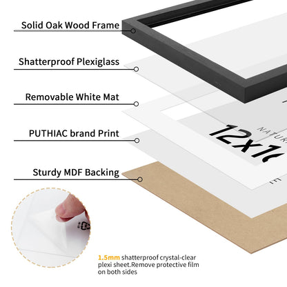 Oak Wood Picture Frame - Minimalist Poster Frame, Natural Solid Wooden Picture Frames for Wall Art Photo and Prints