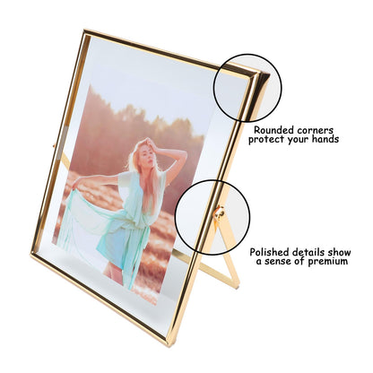 Gold Floating Frame Tabletop Shelf Photo Frames