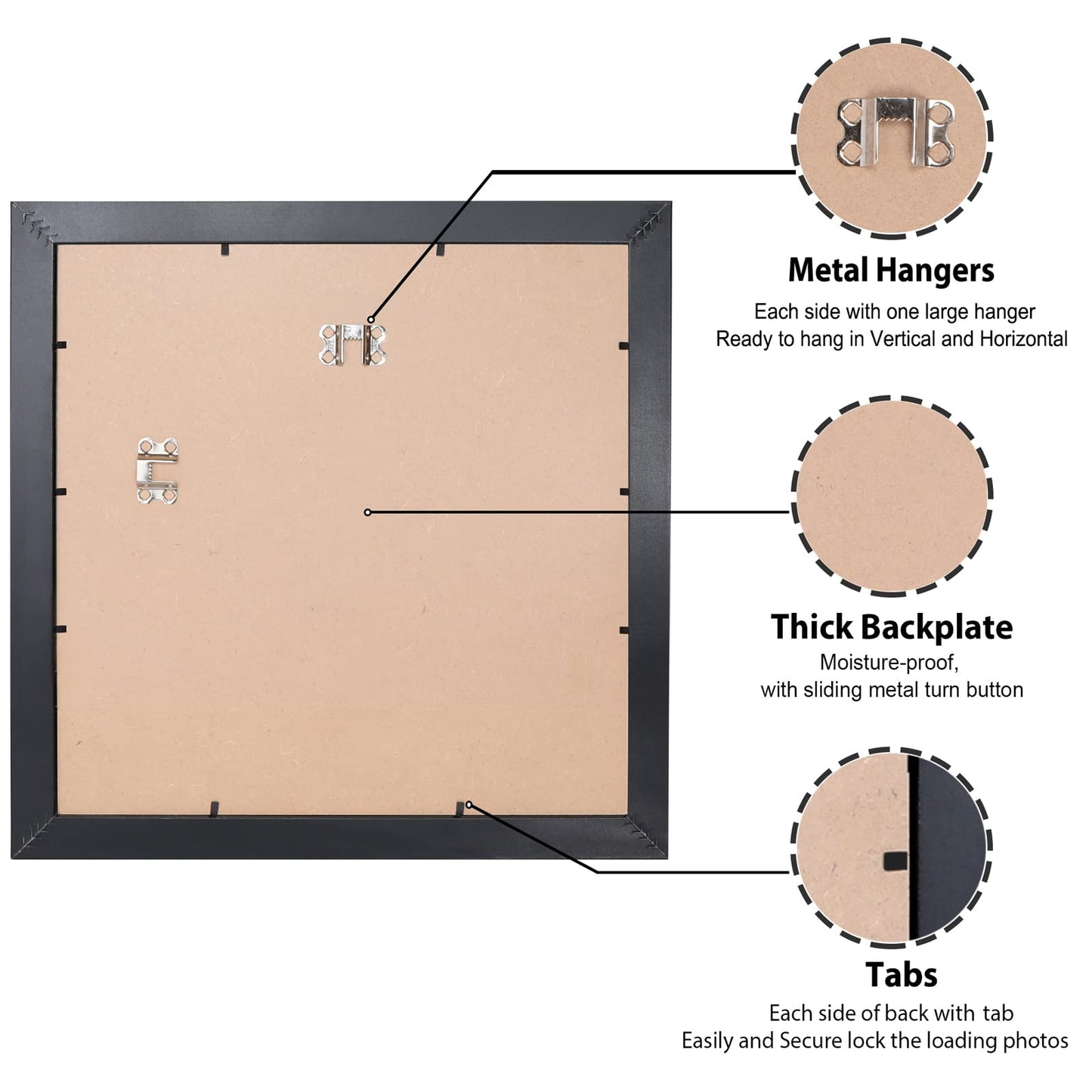 All Sizes Picture Frame, With or Without Mat, Stable and Sturdy Frame and Polished Plexiglass, Horizontal and Vertical Hanging