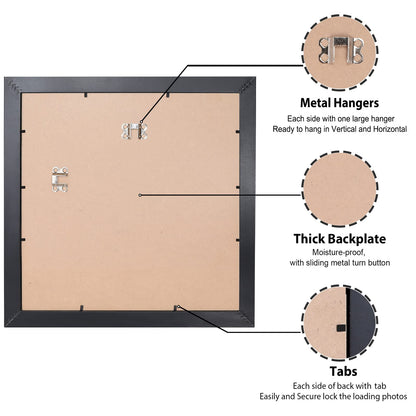 All Sizes Picture Frame, With or Without Mat, Stable and Sturdy Frame and Polished Plexiglass, Horizontal and Vertical Hanging