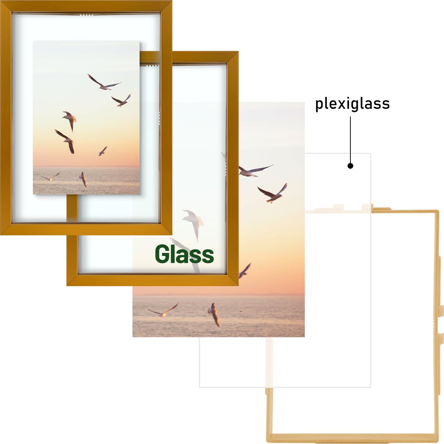 Floating Picture Frame 11x14 - Real Glass - for Wall Mount Displays