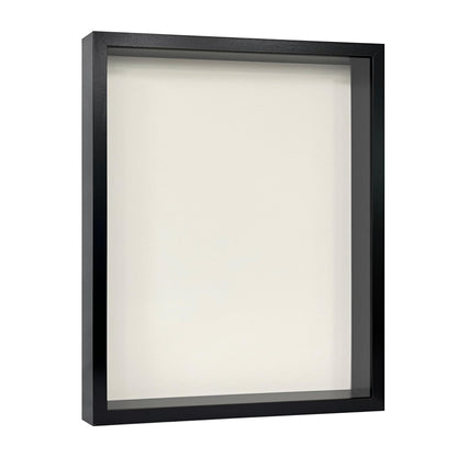 Wooden Shadow Box Frame – Display Case with Soft Felt Back, Memory Box with Tempered Glass, Elegant White Ball Push Pins