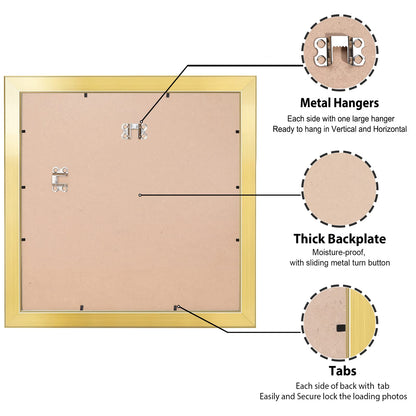 All Sizes Picture Frame, With or Without Mat, Stable and Sturdy Frame and Polished Plexiglass, Horizontal and Vertical Hanging