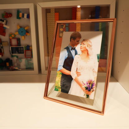 Gold Floating Frame Tabletop Shelf Photo Frames