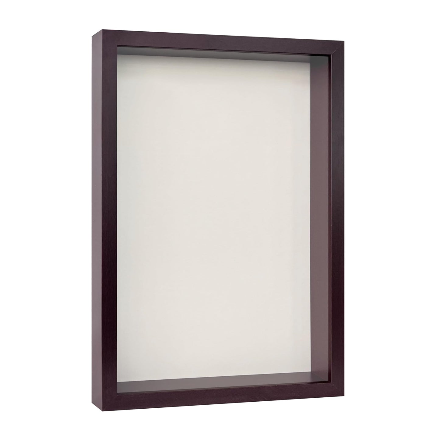 Wooden Shadow Box Frame – Display Case with Soft Felt Back, Memory Box with Tempered Glass, Elegant White Ball Push Pins