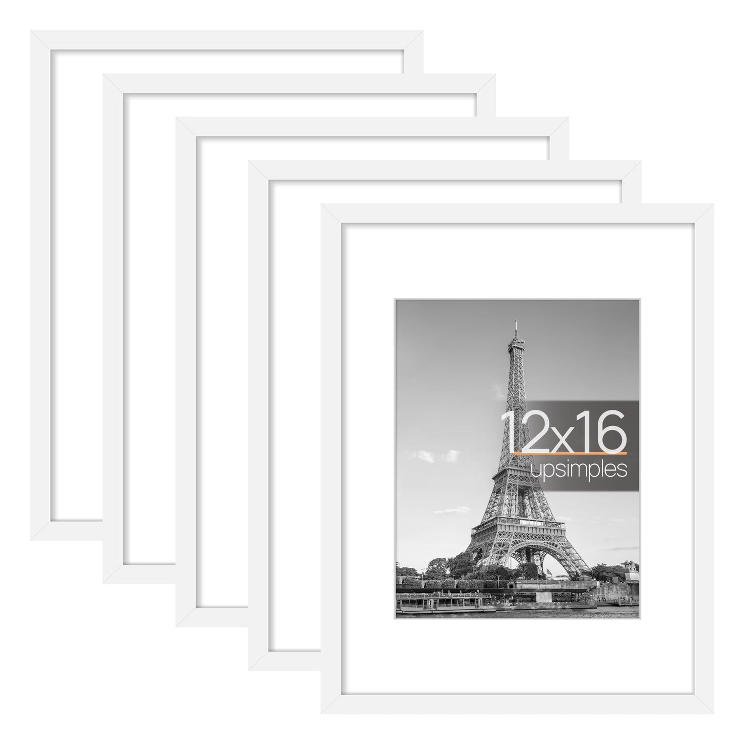 Picture Frame Set of 5, Display Pictures with Mat Without Mat, Wall Gallery Photo Frames