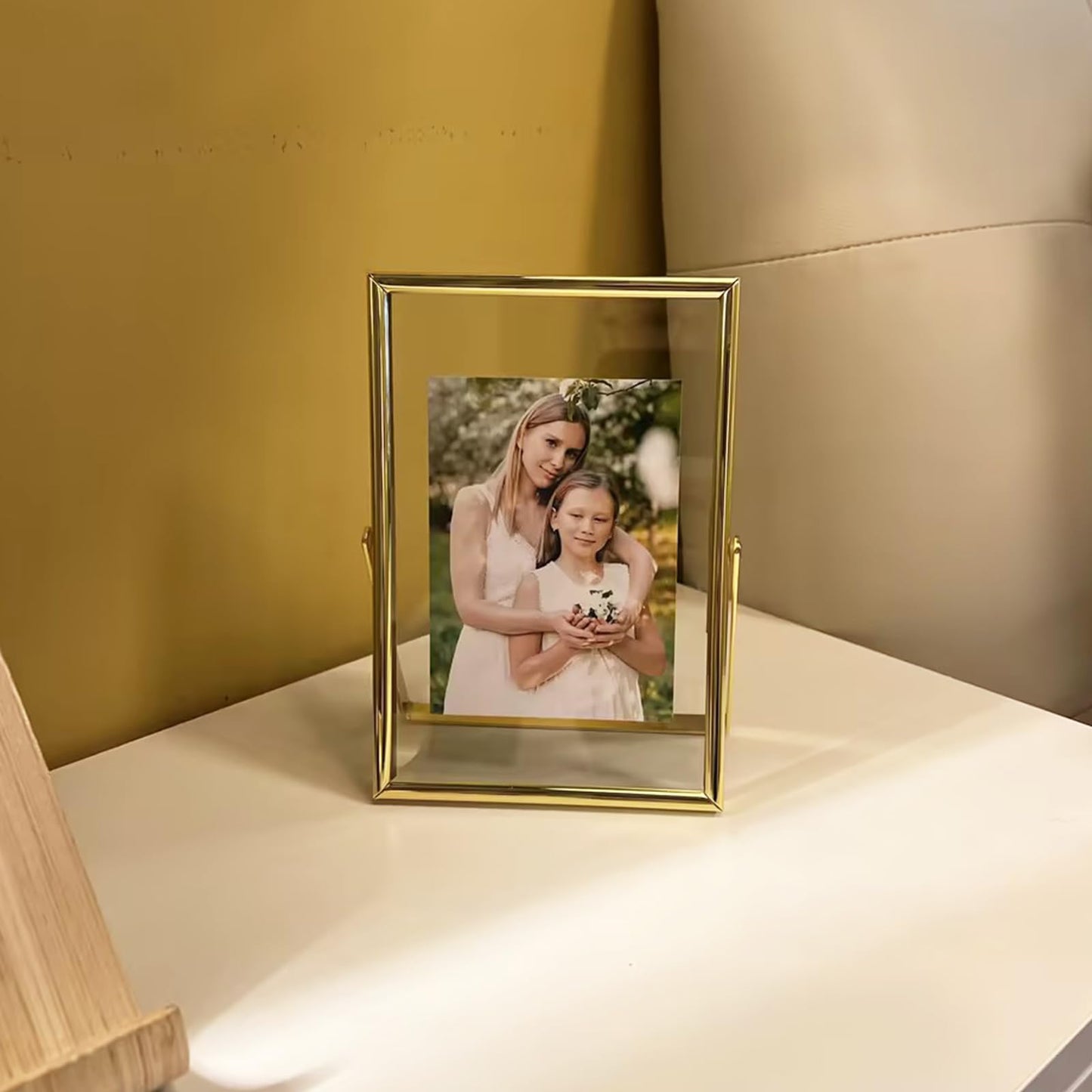 Gold Floating Frame Tabletop Shelf Photo Frames