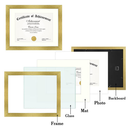 8.5 x 11 Picture Frame with Back Hangers for Wall Display, Easel Stand for Tabletop, for Certificates, Wide Molding