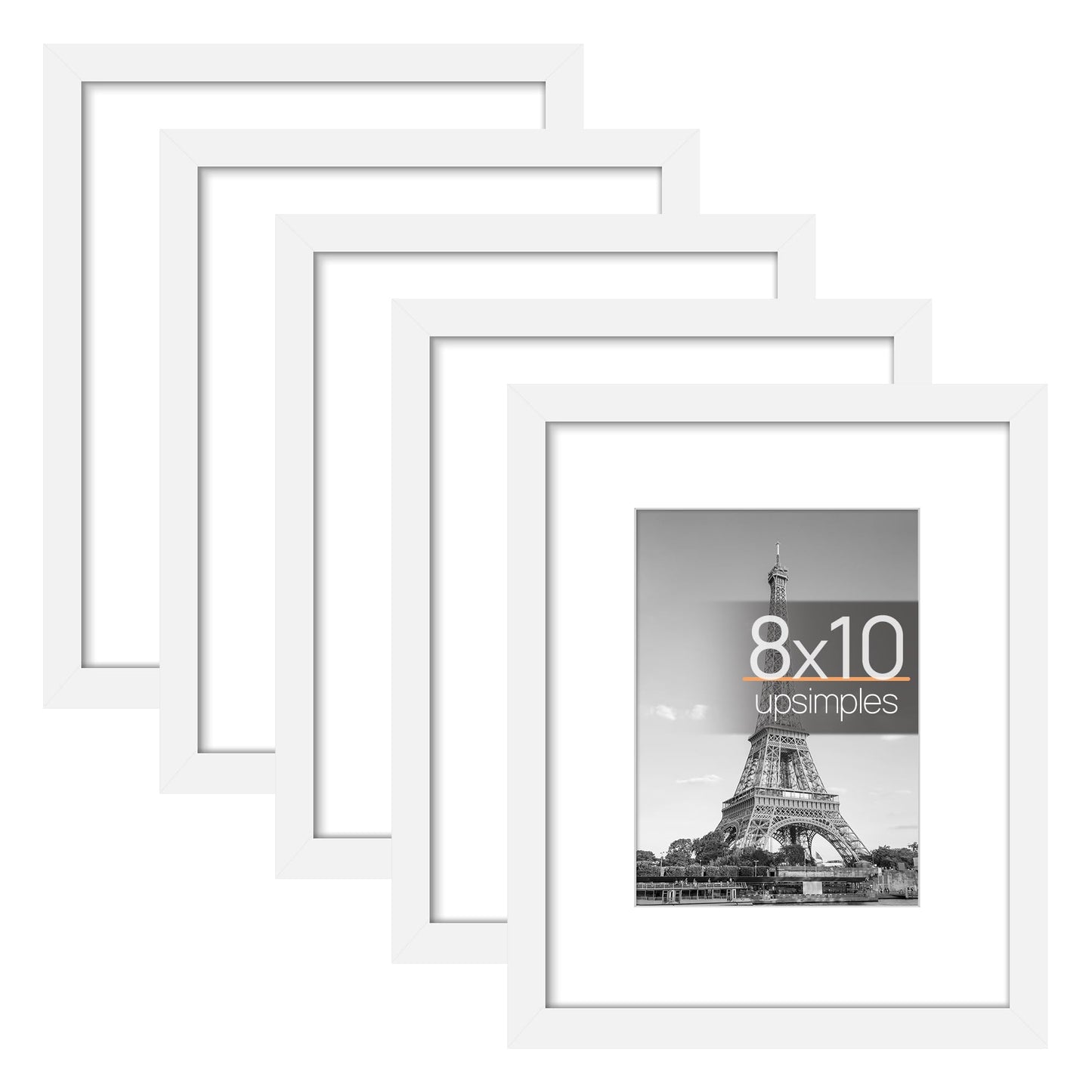 Picture Frame Set of 5, Display Pictures with Mat Without Mat, Wall Gallery Photo Frames