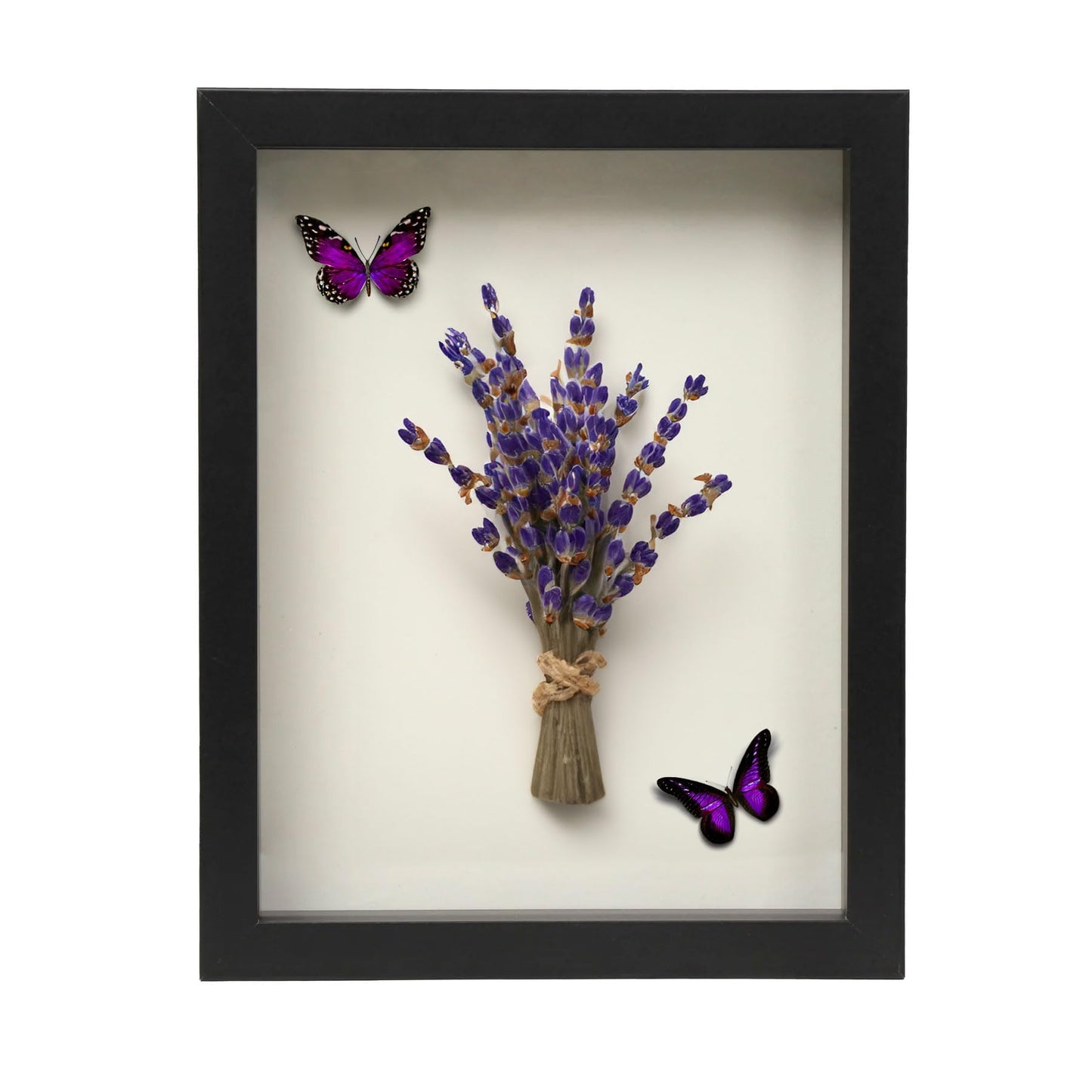 Wooden Shadow Box Frame – Display Case with Soft Felt Back, Memory Box with Tempered Glass, Elegant White Ball Push Pins