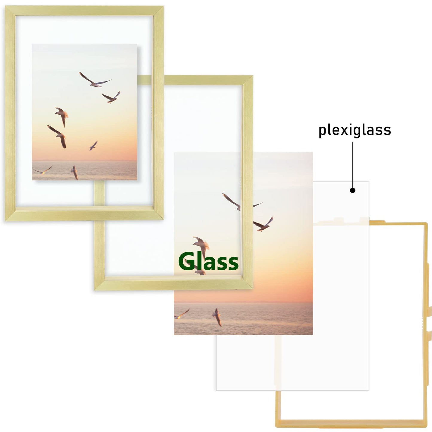 Floating Picture Frame 11x14 - Real Glass - for Wall Mount Displays