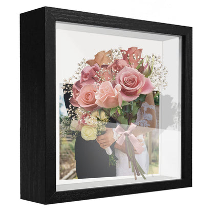 Shadow Box Frame Display Case with Letter Stickers, 3D Picture Frame, Display Case Box for Memorabilia, Baby Items, Wedding Memories, Crafts, Tickets and Photos