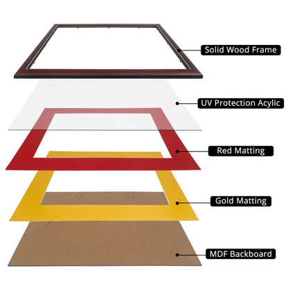 11x14 Diploma Frame 15x18 Certificate without Mat, Solid Wood & UV Protection Acrylic, Cherry Finish