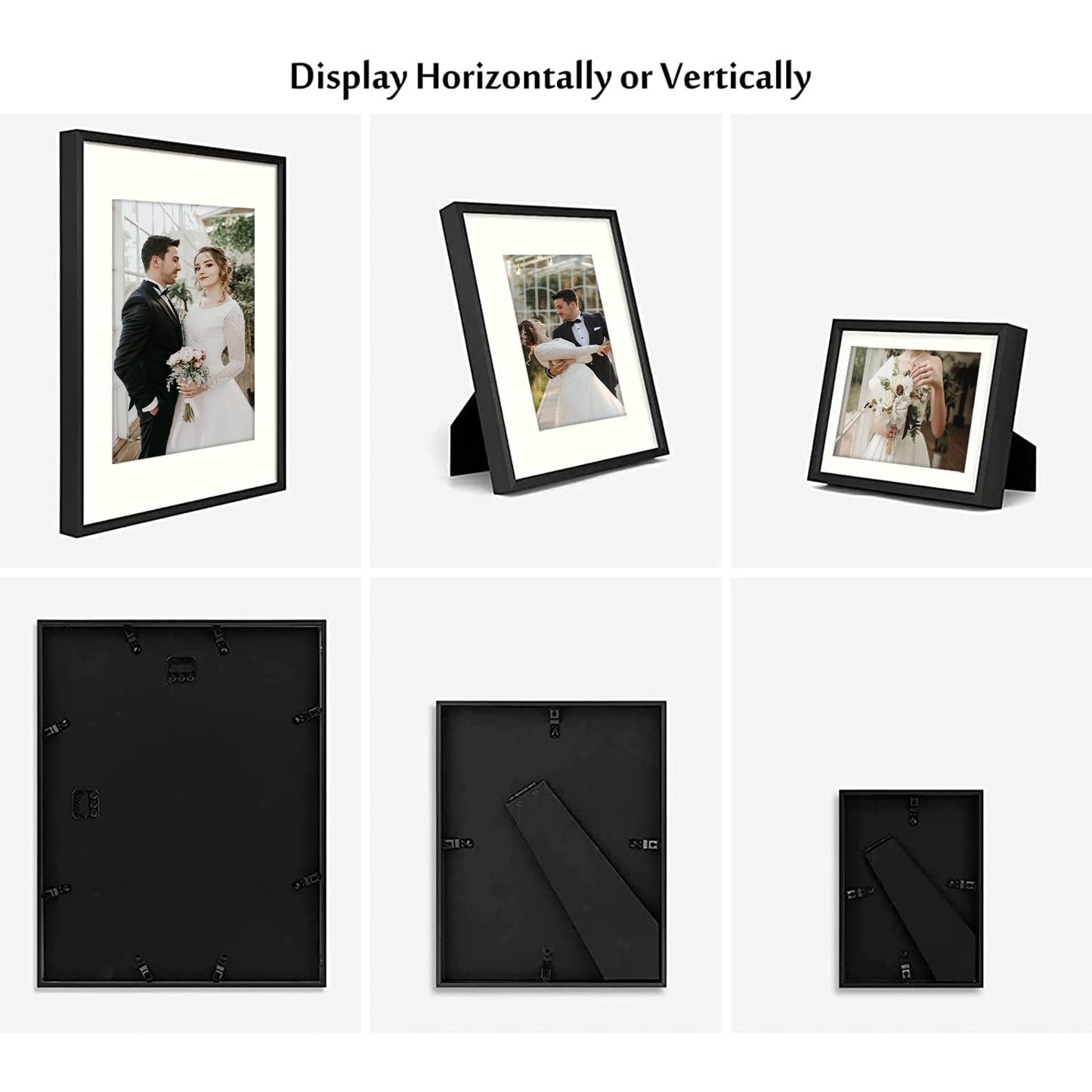 7 Pack Floating Frames for One 11x14, Two 8x10, and Four 5x7 Pictures. Aluminum Photos Frame for Wall Display