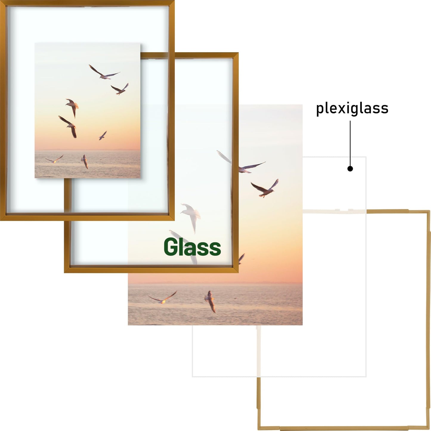 Floating Picture Frame 11x14 - Real Glass - for Wall Mount Displays