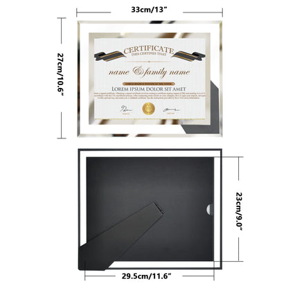 8.5x11 Picture Frame Glass Certificate Document Frame for Tabletop Display