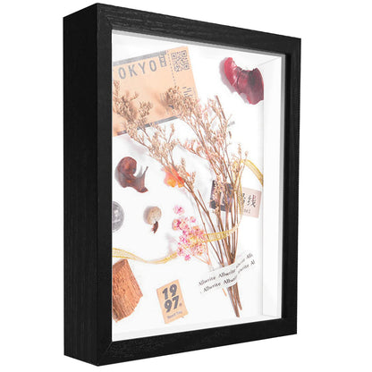 Shadow Box Frame Display Case with Letter Stickers, 3D Picture Frame, Display Case Box for Memorabilia, Baby Items, Wedding Memories, Crafts, Tickets and Photos