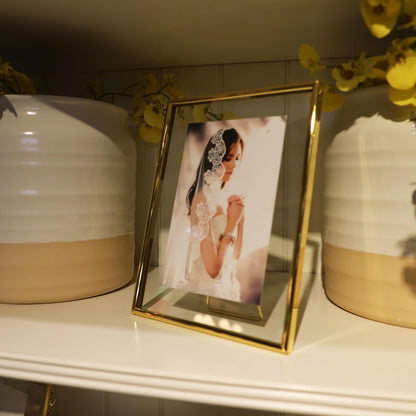 Gold Floating Frame Tabletop Shelf Photo Frames