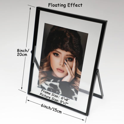 Gold Floating Frame Tabletop Shelf Photo Frames