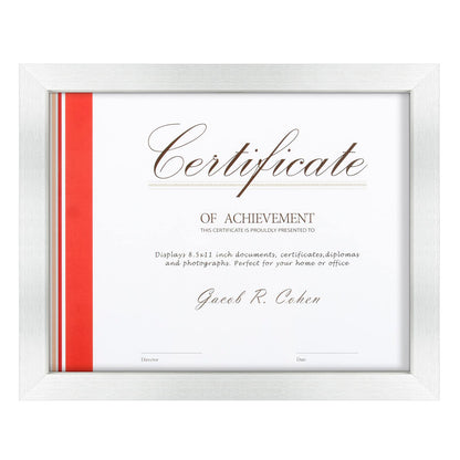 8.5 x 11 Picture Frame with Back Hangers for Wall Display, Easel Stand for Tabletop, for Certificates, Wide Molding