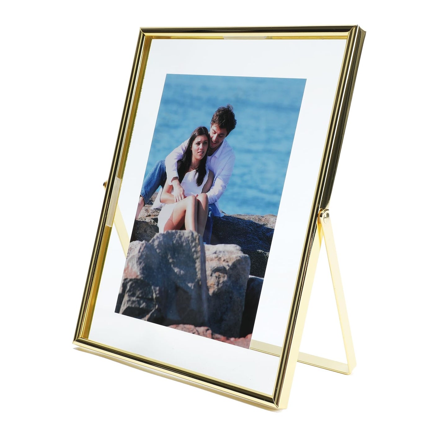 Gold Floating Frame Tabletop Shelf Photo Frames