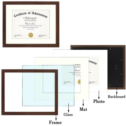 8.5 x 11 Picture Frame with Back Hangers for Wall Display, Easel Stand for Tabletop, for Certificates, Wide Molding