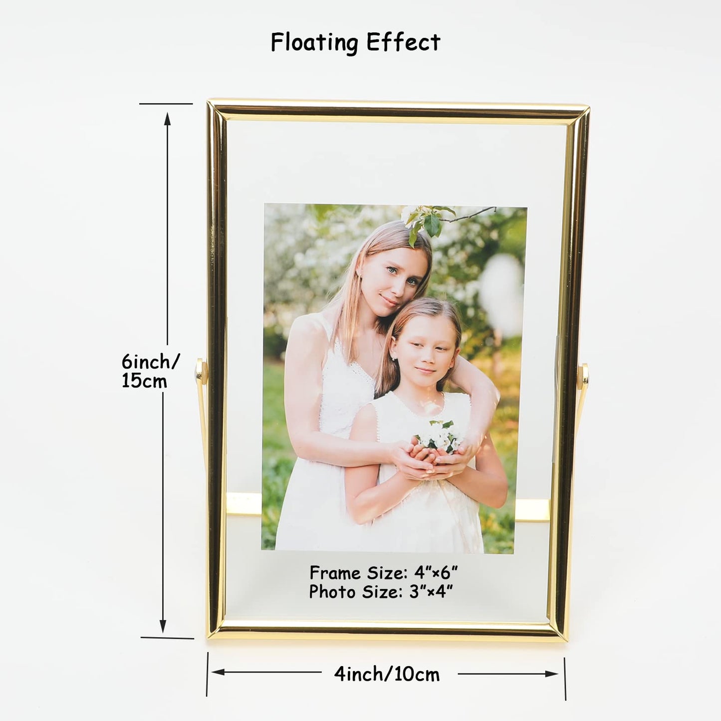 Gold Floating Frame Tabletop Shelf Photo Frames