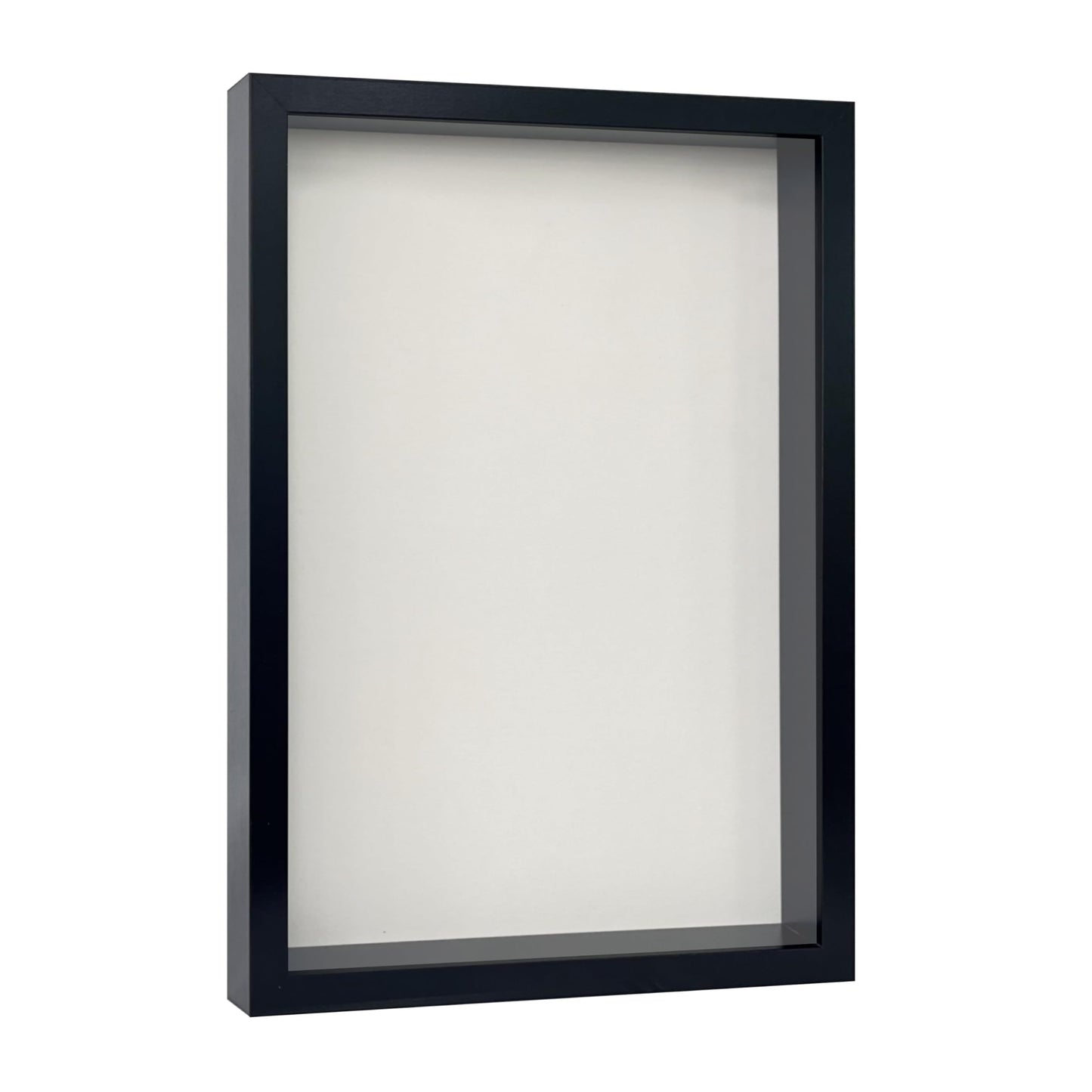 Wooden Shadow Box Frame – Display Case with Soft Felt Back, Memory Box with Tempered Glass, Elegant White Ball Push Pins