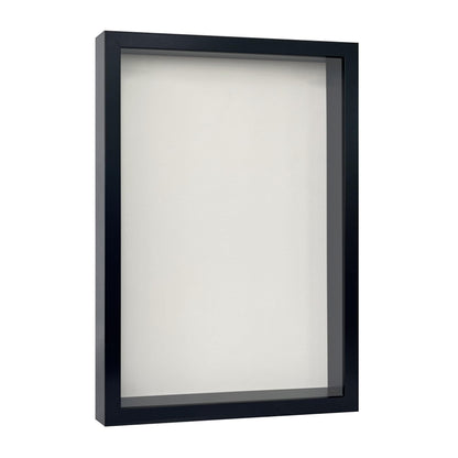 Wooden Shadow Box Frame – Display Case with Soft Felt Back, Memory Box with Tempered Glass, Elegant White Ball Push Pins