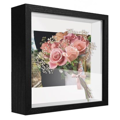 Shadow Box Frame Display Case with Letter Stickers, 3D Picture Frame, Display Case Box for Memorabilia, Baby Items, Wedding Memories, Crafts, Tickets and Photos