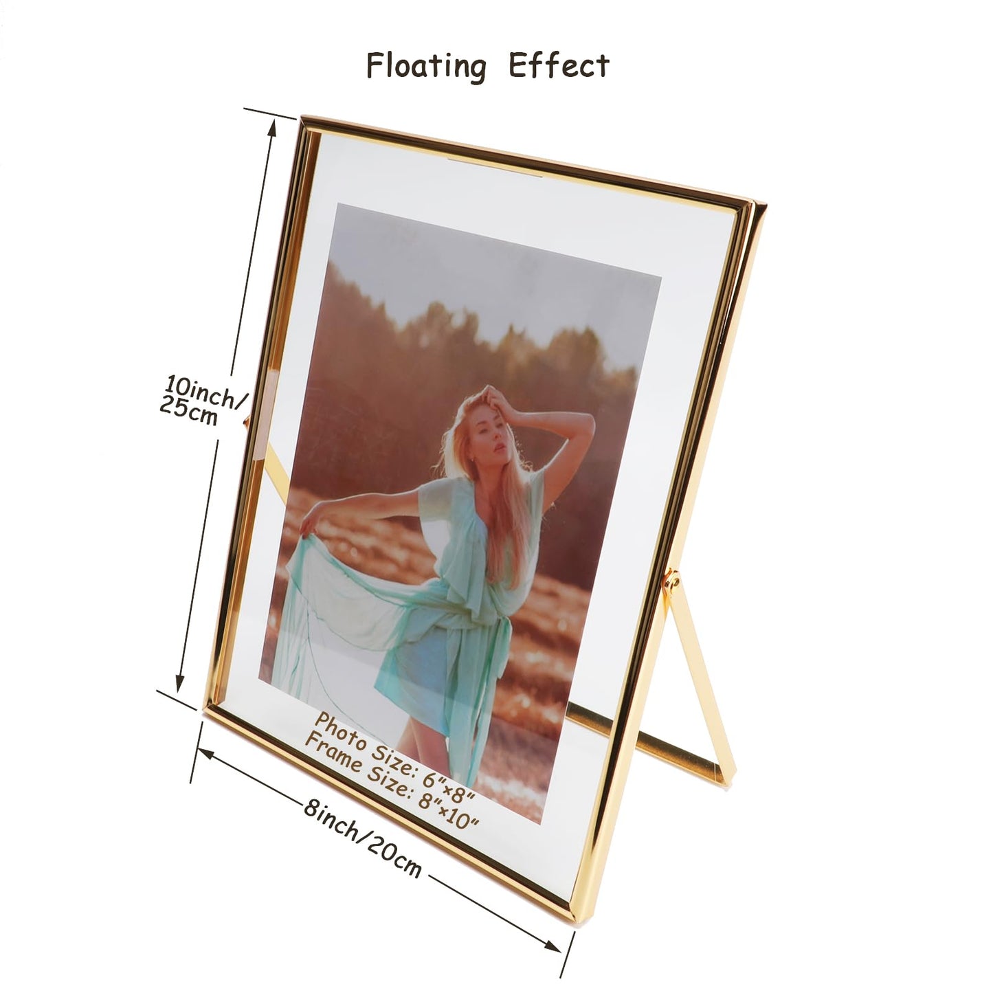 Gold Floating Frame Tabletop Shelf Photo Frames