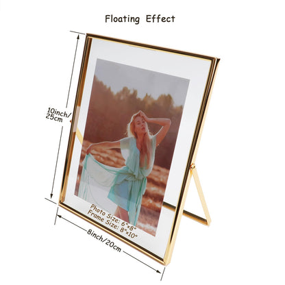 Gold Floating Frame Tabletop Shelf Photo Frames