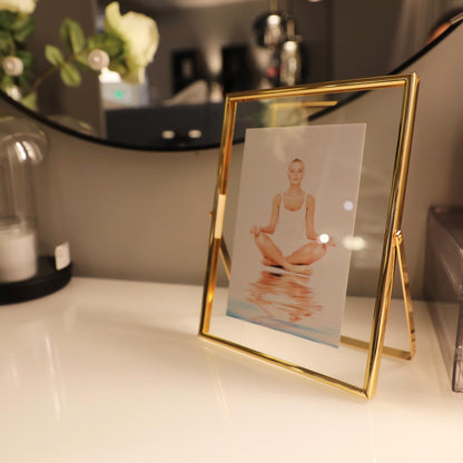 Gold Floating Frame Tabletop Shelf Photo Frames