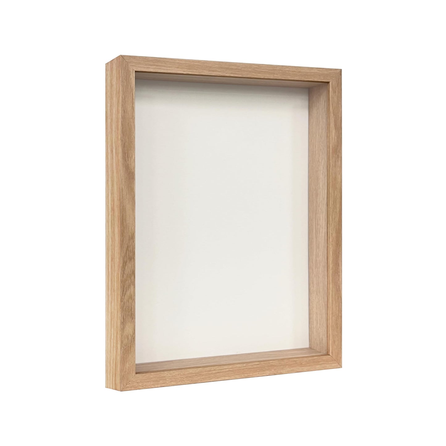 Wooden Shadow Box Frame – Display Case with Soft Felt Back, Memory Box with Tempered Glass, Elegant White Ball Push Pins