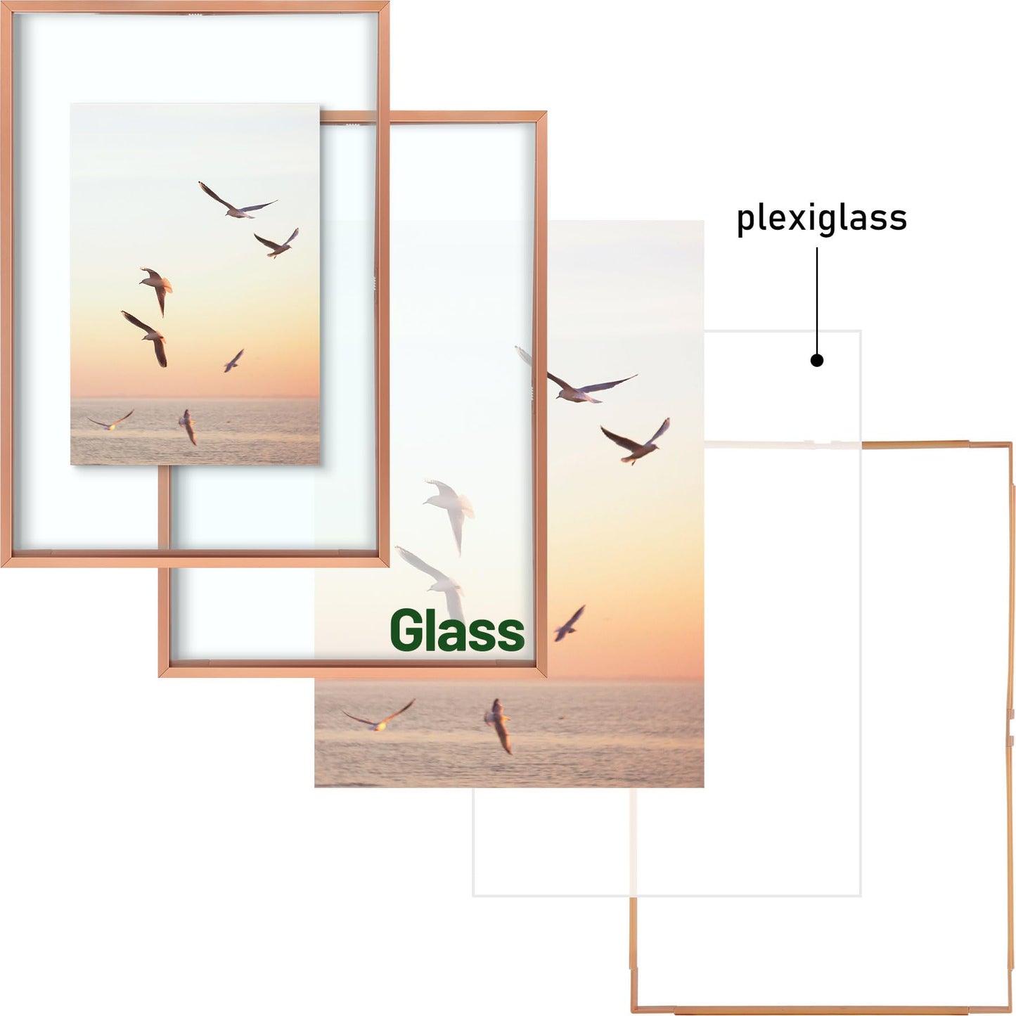 Floating Picture Frame 11x14 - Real Glass - for Wall Mount Displays