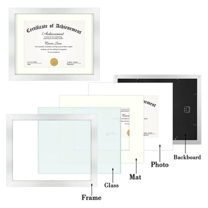 8.5 x 11 Picture Frame with Back Hangers for Wall Display, Easel Stand for Tabletop, for Certificates, Wide Molding