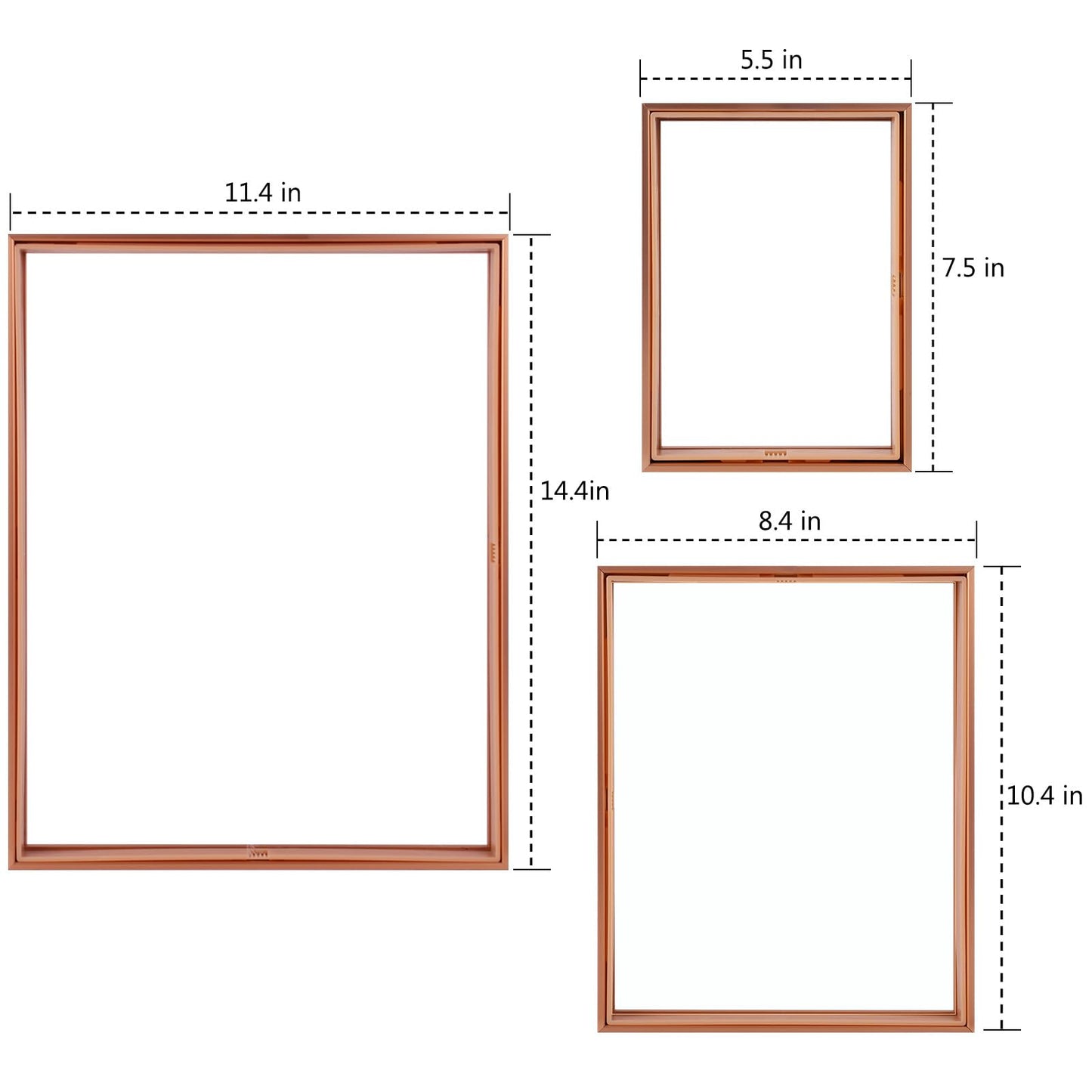 7 Pack Floating Frames for One 11x14, Two 8x10, and Four 5x7 Pictures. Aluminum Photos Frame for Wall Display