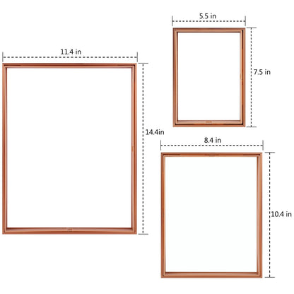 7 Pack Floating Frames for One 11x14, Two 8x10, and Four 5x7 Pictures. Aluminum Photos Frame for Wall Display