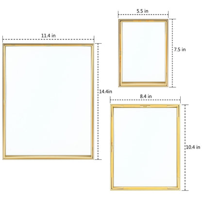 7 Pack Floating Frames for One 11x14, Two 8x10, and Four 5x7 Pictures. Aluminum Photos Frame for Wall Display