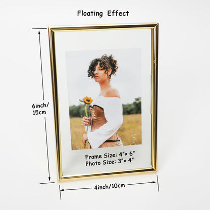 Gold Floating Frame Tabletop Shelf Photo Frames